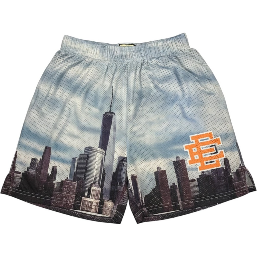 EE Basic Short Mens L Blue NYC Skyline Mesh Basketball